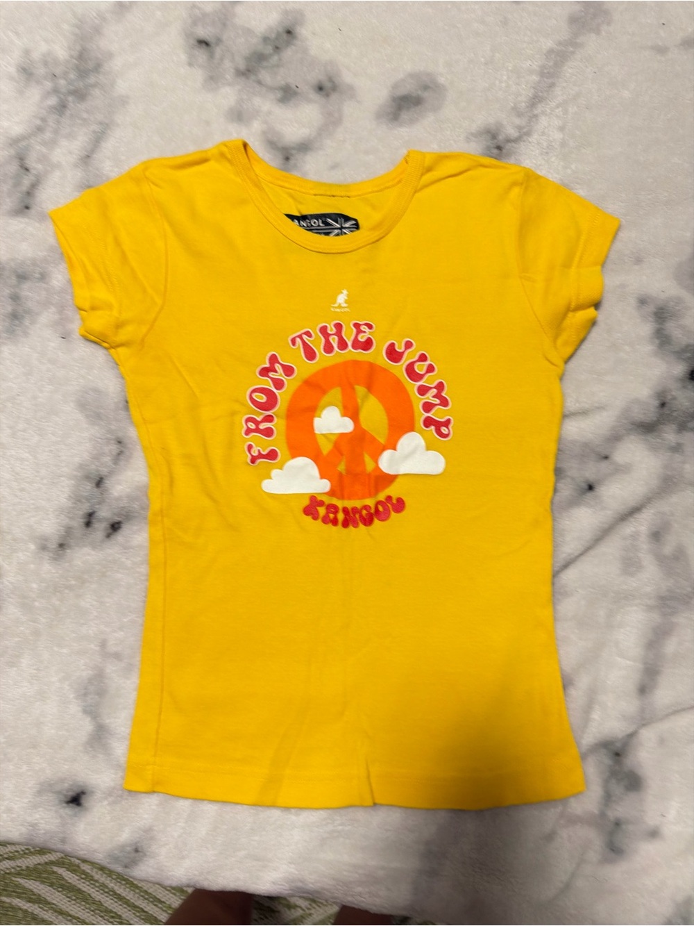 Kangol Yellow Graphic Tee with Orange Peace Design